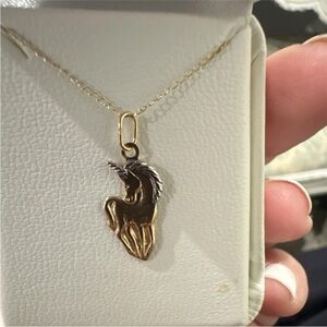 14k Gold Two-Tone Unicorn Pendant Necklace